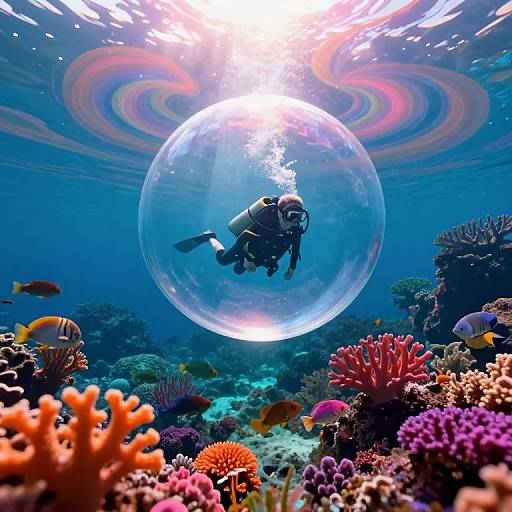 Surreal Underwater Pop Art Scene