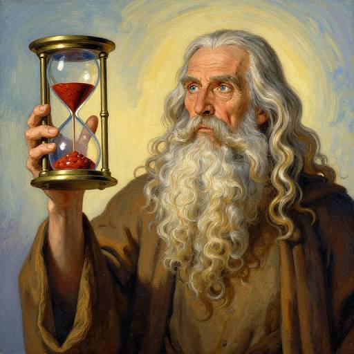 Old God Holding Hourglass in Parrish Style