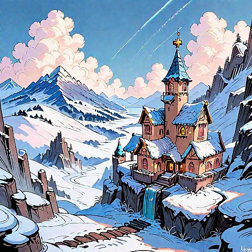 Cozy Snowy Warcraft Castle Scenery