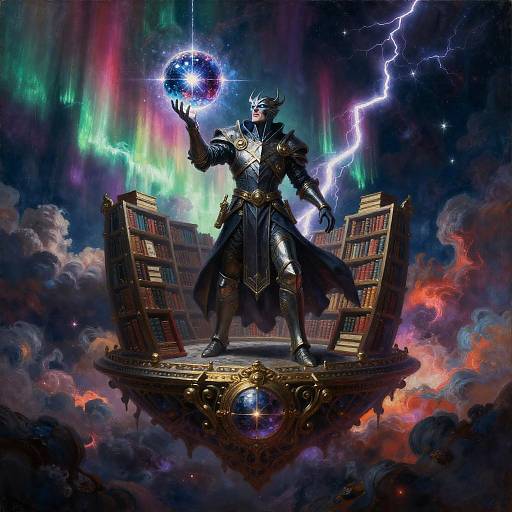 Vaulted Chronomancer Above Nebula Library