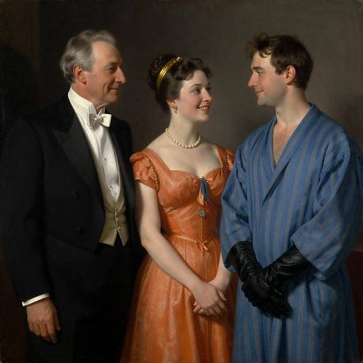 Vintage Portrait of Three Elegant Figures