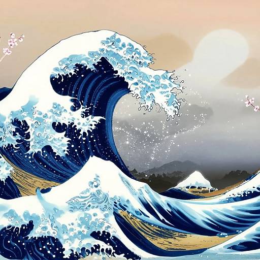 Neon Surreal Great Wave Vista