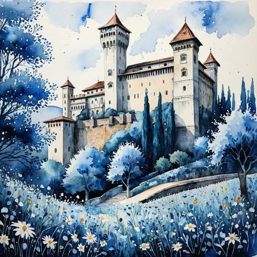 Enchanting Fortress in Fantasy Landscape