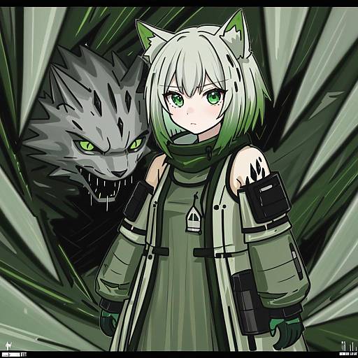 Illustration of Mon3tr (arknights), arknights in the style of Mpien