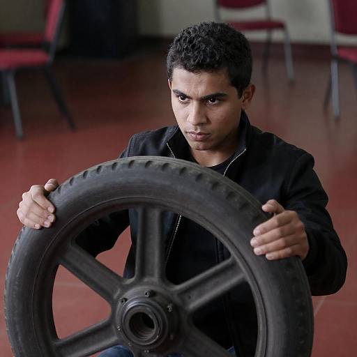 Determined Young Man in Dim Setting