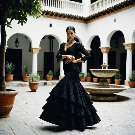 Elegant Flamenco Dancer in Traditional Spanish Courtyard