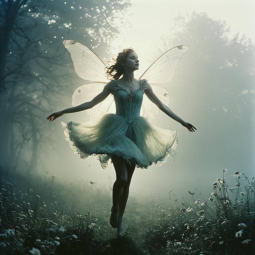 Ethereal Fairy in Misty Forest