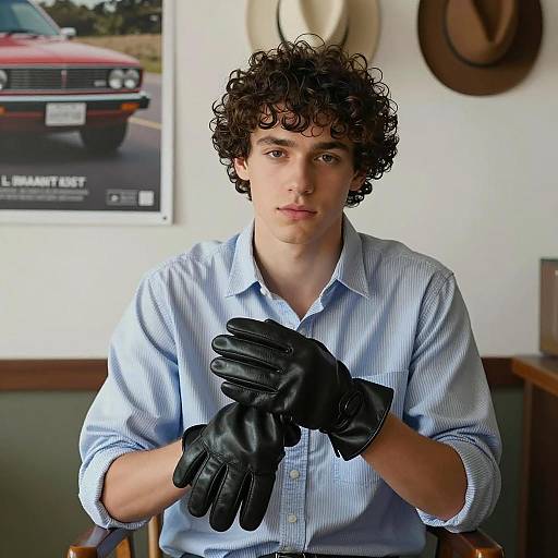 Stylish Young Man with Curly Hair