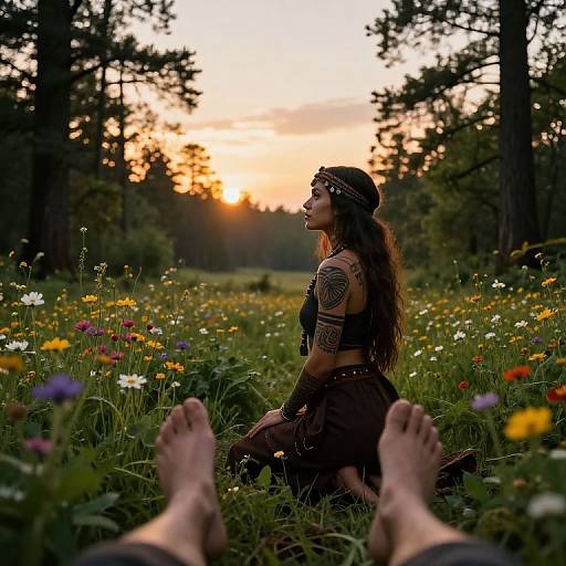 Serene Tribal Mystic at Forest Clearing