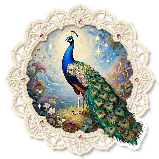 Rococo Peacock Royalty Sticker Design
