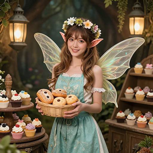 Whimsical Fairy in Woodland Bakery