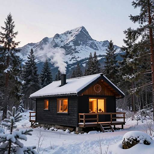 Adventurous Mountain Cabin in Snow