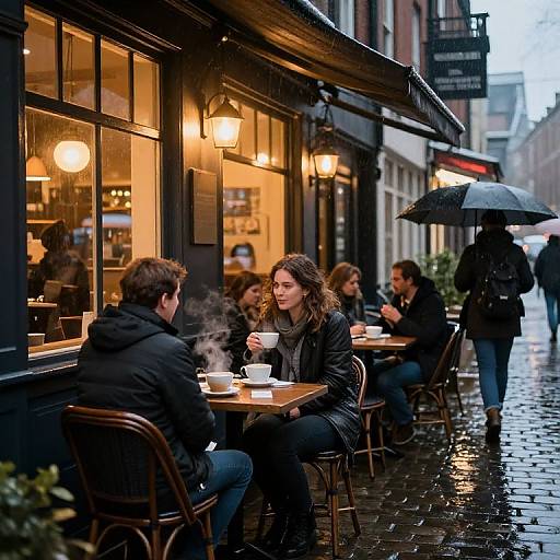 Cozy Rainy Evening Café Terrace