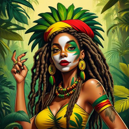 Stylized Rastafarian Jungle Queen Art