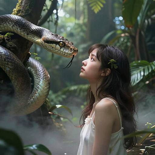 Dreamlike Jungle Encounter with Python