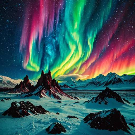 Aurora Borealis Over Cosmic Crystal Formations