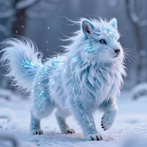 Magical Winter Wonderland Creature with Shimmering Fur