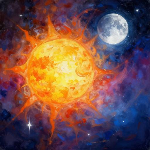 Abstract Cosmic Sun, Moon, and Stars