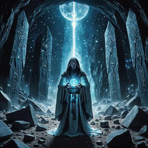 Ethereal Oracle in Glowing Crystal Cavern