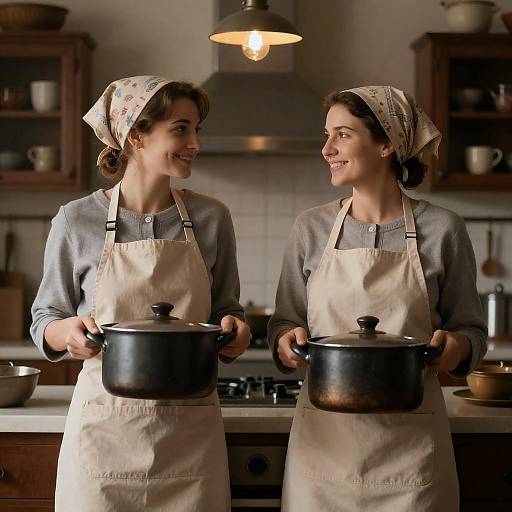 Vintage Kitchen Companionship: A Cozy Scene