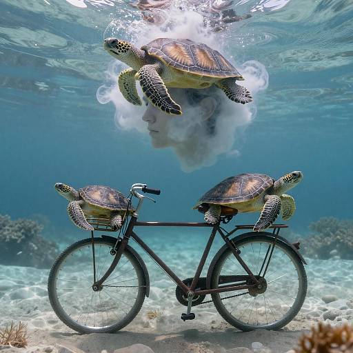 Surreal Double Exposure Animal-Cycle Art