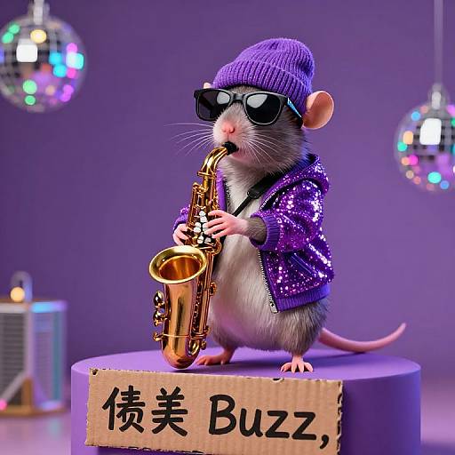 Cool Rat Saxophonist on Pedestal