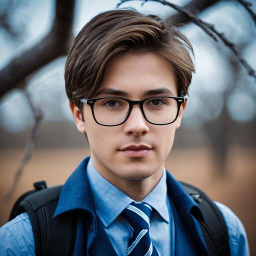 Young Man with Glasses Wearing Formal Attire Outdoors