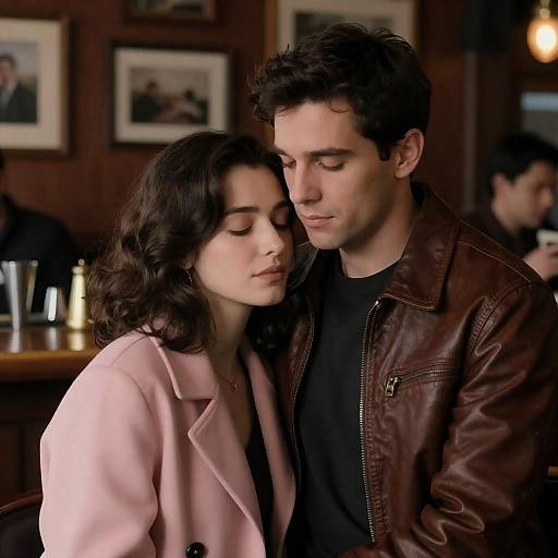 Romantic Encounter in a Dimly Lit Bar