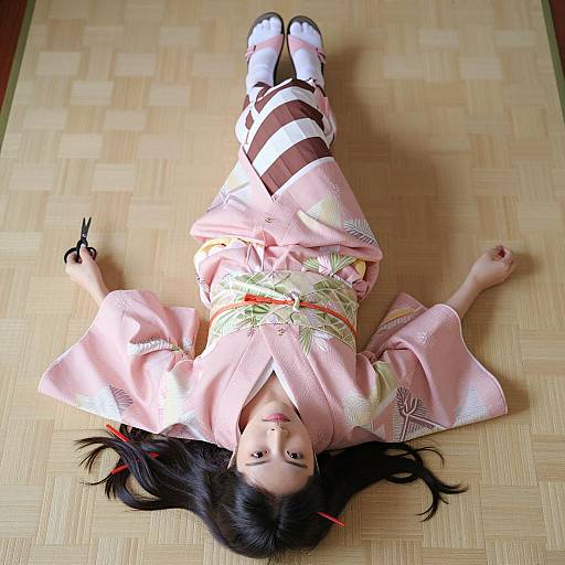 Upside Down in Pink Kimono Aesthetic