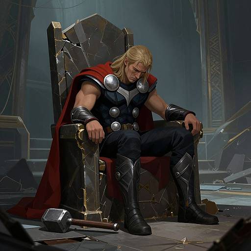 Weary Thor on Broken Throne