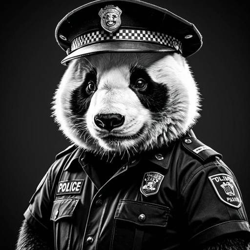 Panda Police Officer in Black and White