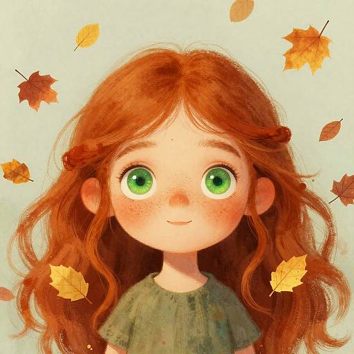 Whimsical Red-Haired Girl Illustration