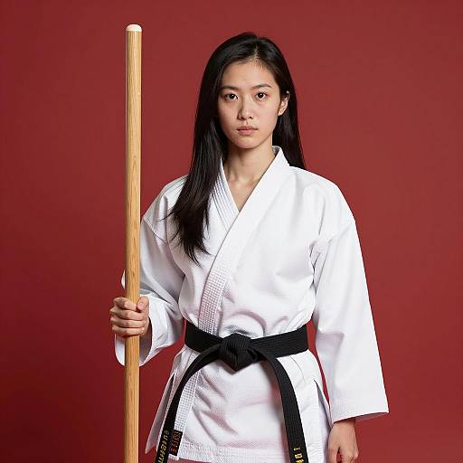 Serious East Asian Karate Practitioner Portrait