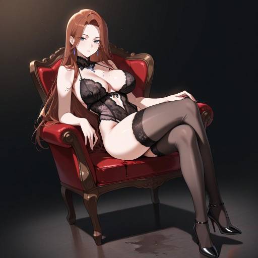 Elegant Lady in Lingerie Lounge Scene Elegant Lady in Lingerie Lounge Scene