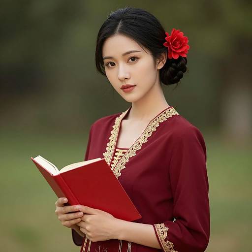 Elegant Woman in Maroon Dress