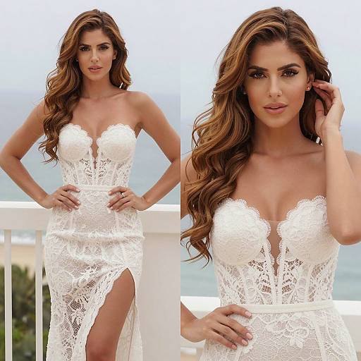 Elegant Woman in Lace Dress Photograph