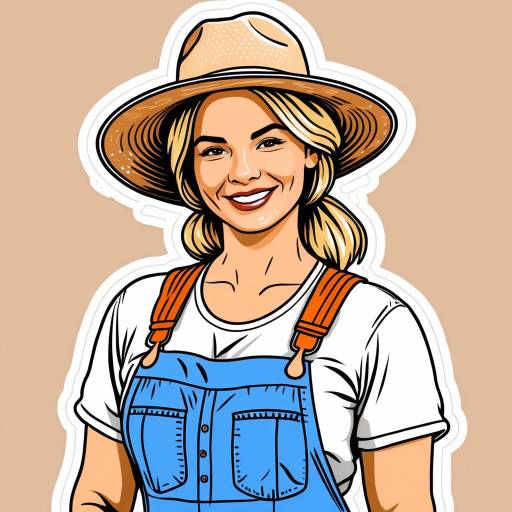 Blonde Farmer in Retro Sticker Art