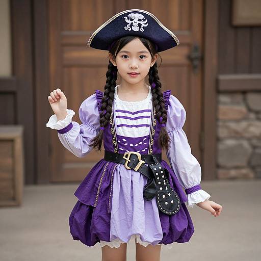 Girl in Purple Pirate Costume