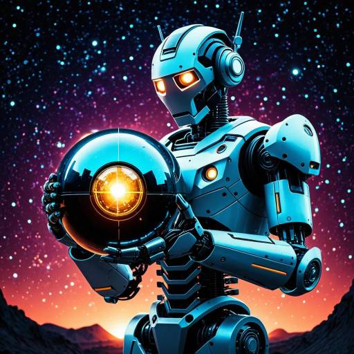 Futuristic Robot Holding Glowing Orb