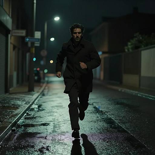 Intense Runner in Moody Nightscape