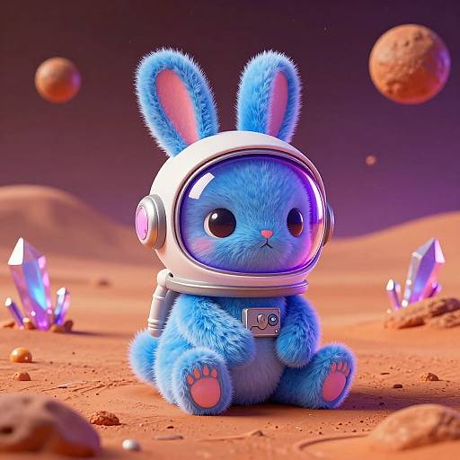 Whimsical Alien Bunny on Mars