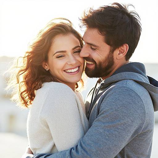 Sunlit Happy Couple Embrace