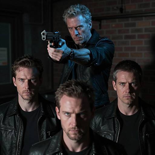 Tense Standoff in Dimly Lit Room