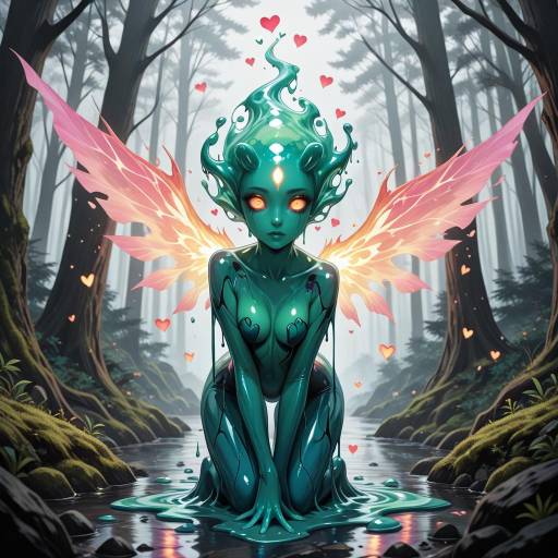 Playful Forest Spirit with Glowing Wings