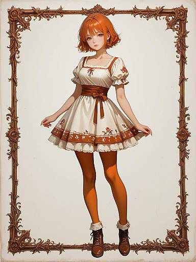 Bohemian Woman in Rust-Colored Dress