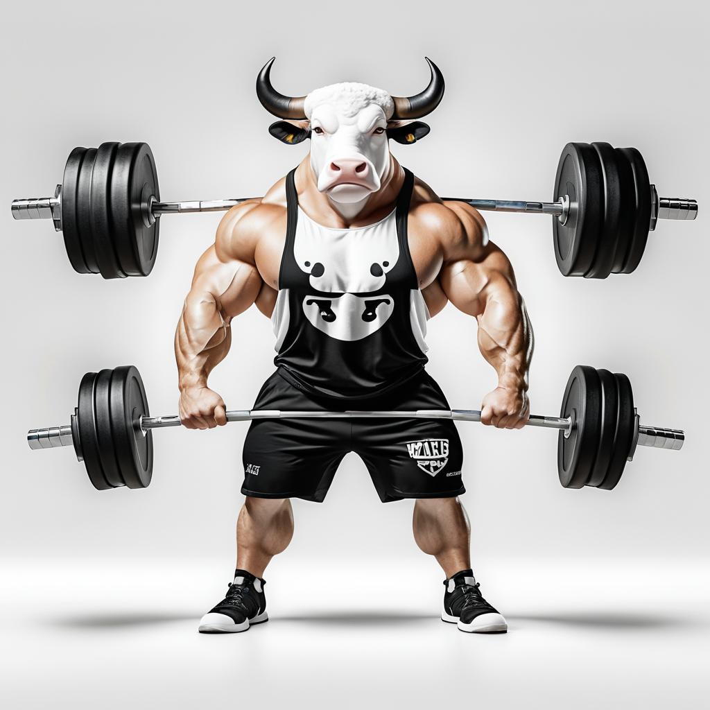 Strong Holstein Bull Weightlifter in Action