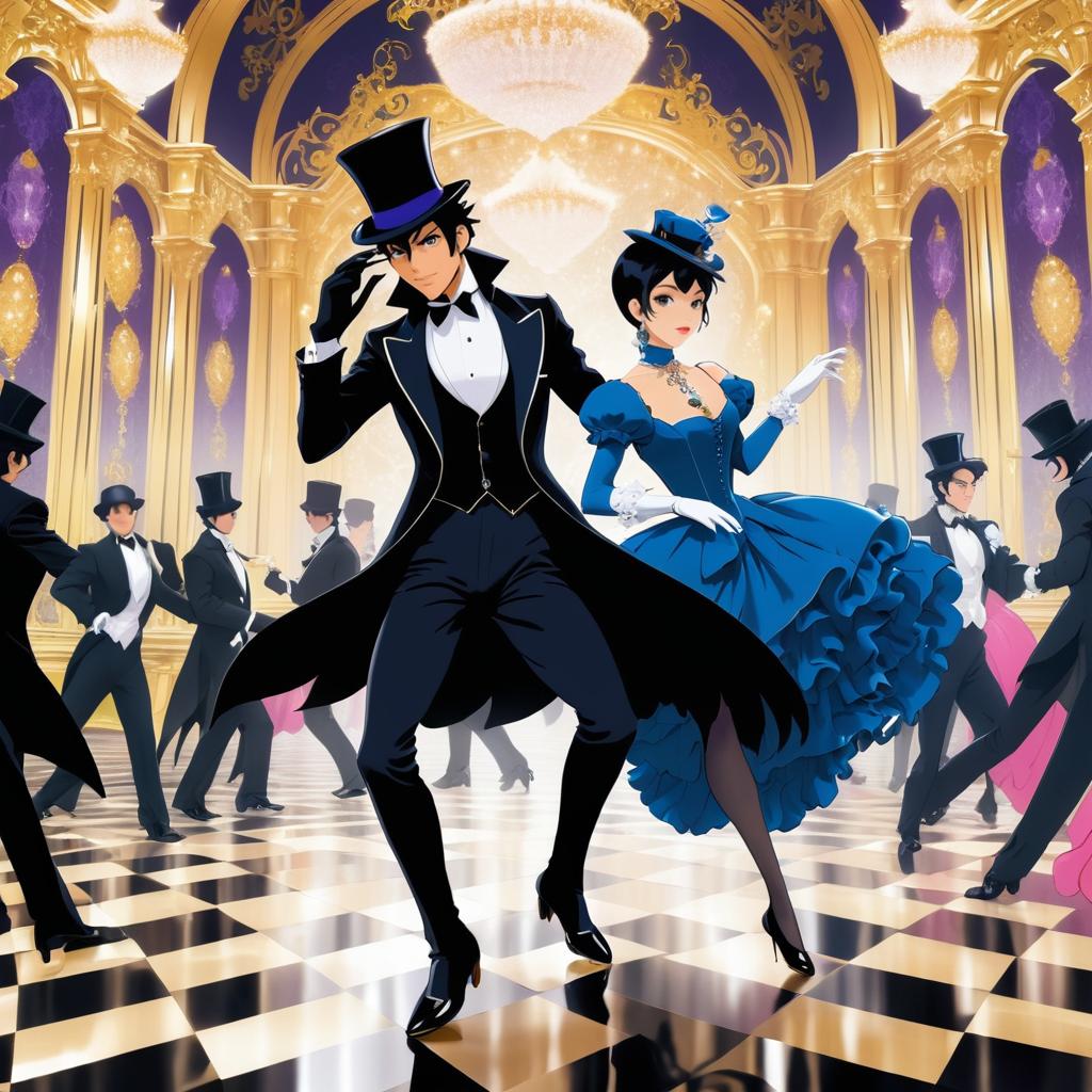 Dapper Duo in an Opulent Ballroom