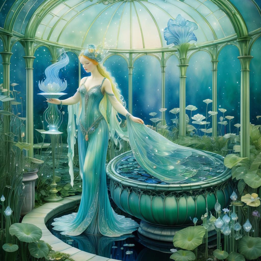 Enchanted Water Nymph in Glass Greenhouse