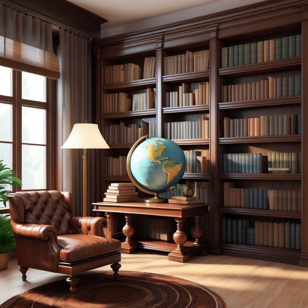 Cozy Ultra-Realistic Library Scene