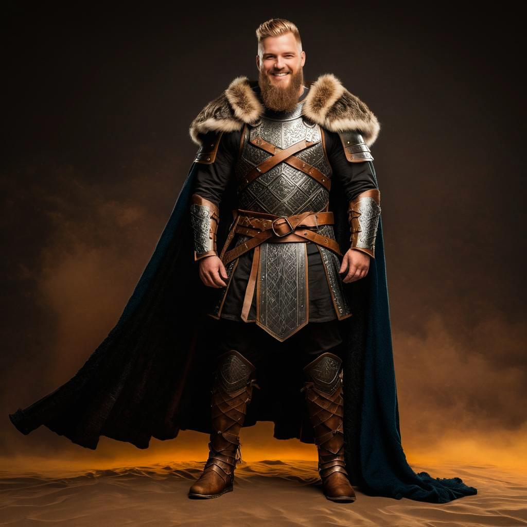 Grinning Viking Warrior in Dynamic Armor